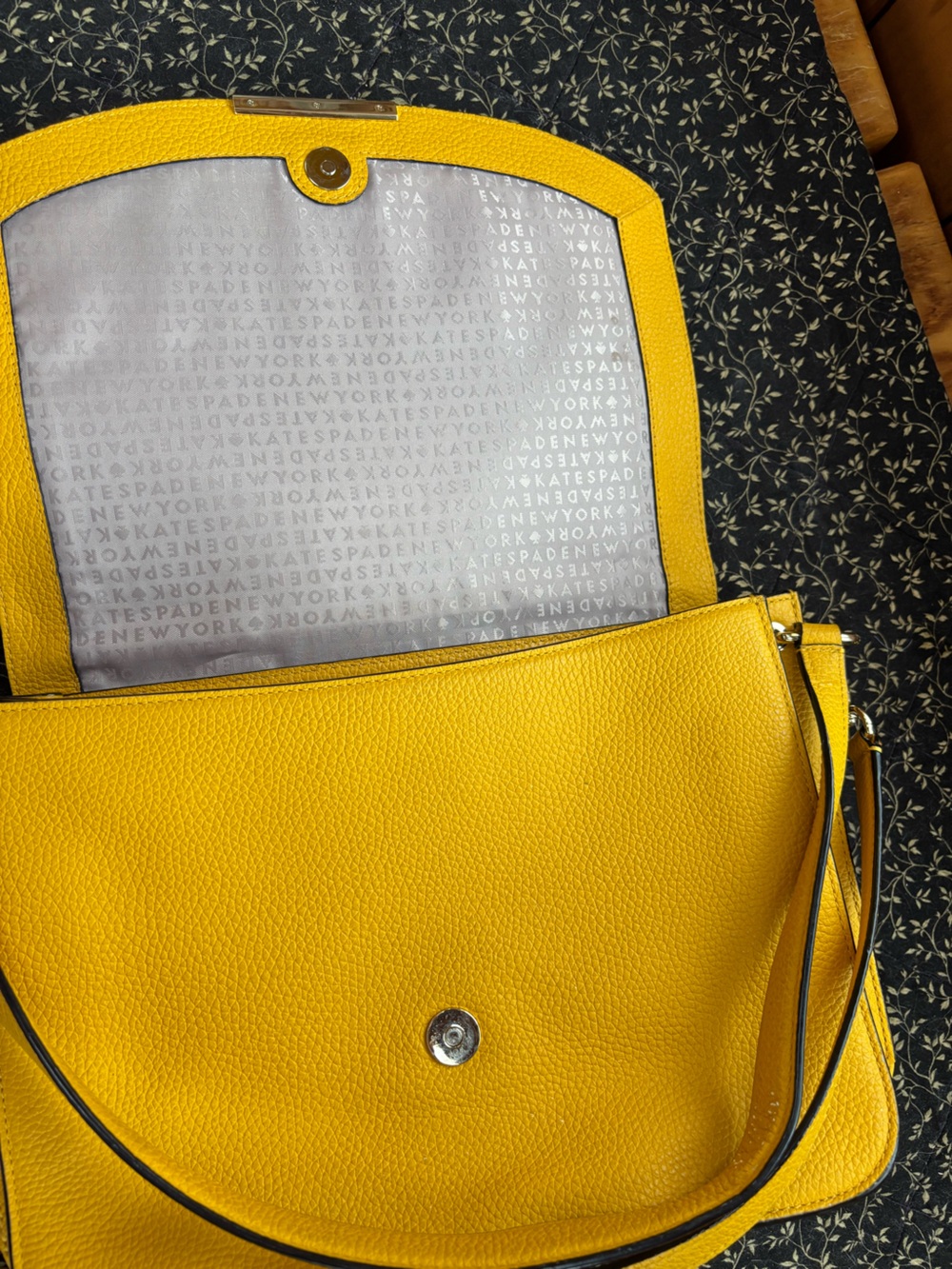 Kate Spade Leila Medium Flap Leather Shoulder Bag - Yellow - Picture 4 of 11